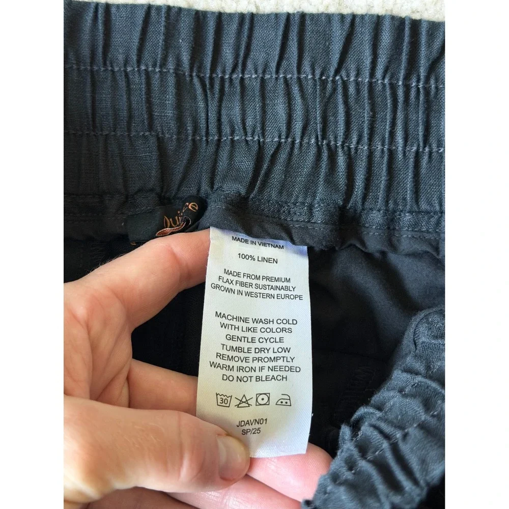 Quince Pants 100% European Linen Wide Leg Black Large